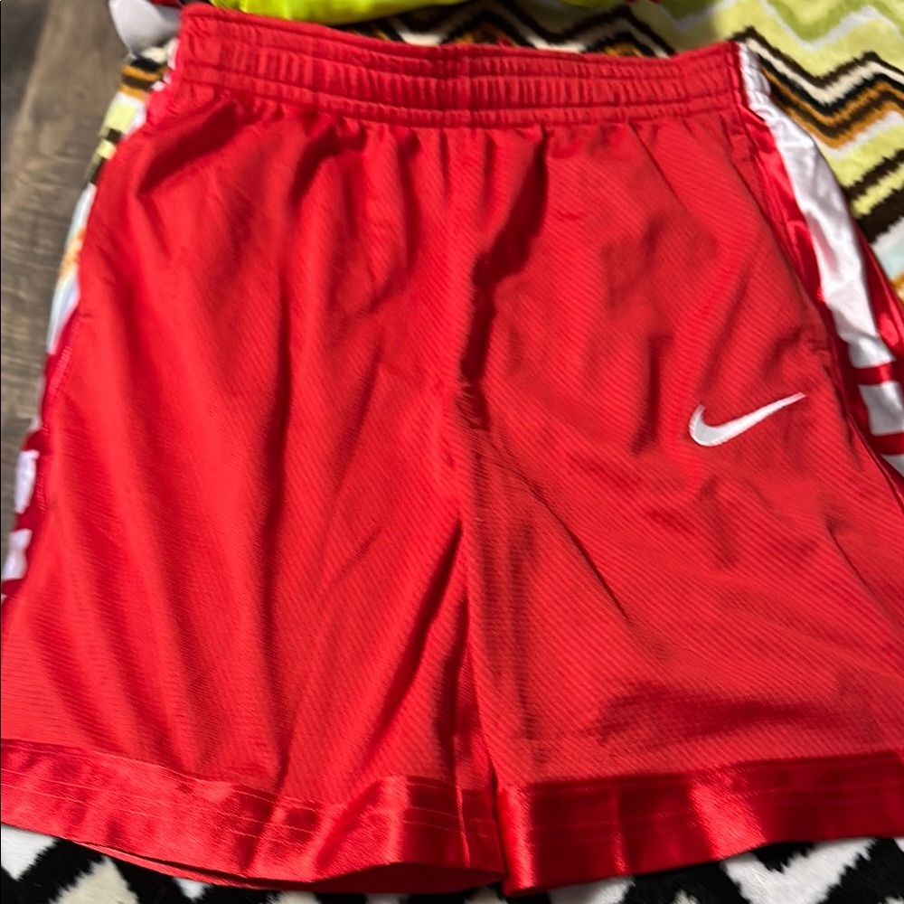 Nike Red Sports Shorts with White Logo